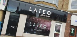 lateo boutique blackpool signage